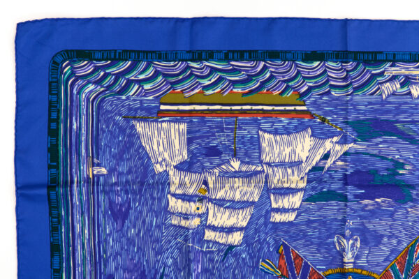 Hermes Silk Scarf Carre 90 "HENRY F SMITH SAILOR" Blue Silk Scarf - Image 2