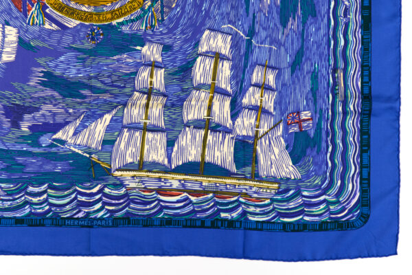 Hermes Silk Scarf Carre 90 "HENRY F SMITH SAILOR" Blue Silk Scarf - Image 6