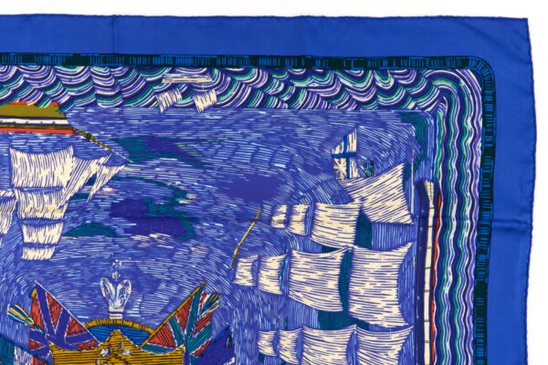 Hermes Silk Scarf Carre 90 "HENRY F SMITH SAILOR" Blue Silk Scarf - Image 3