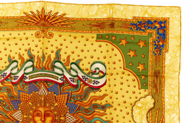 Hermes Silk Scarf Carre 90 "CARPE DIEM" Yellow Silk Scarf - Image 3