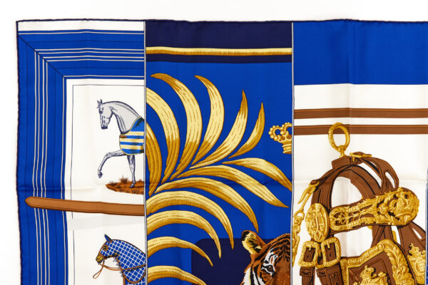 Rare! Hermes Silk Scarf Carre 90 "CARRE EN CARRES" Blue Silk Scarf - Image 2