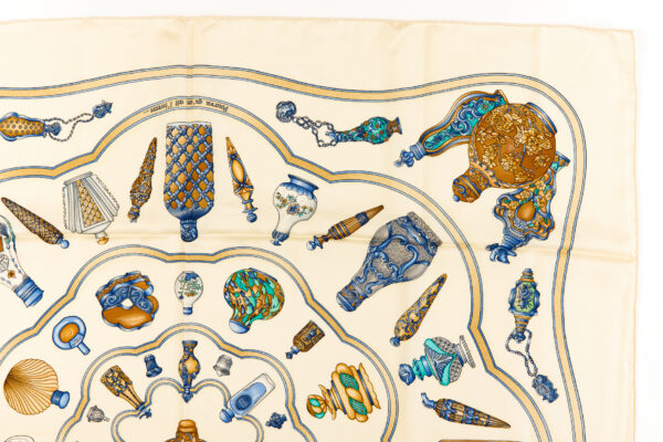 Hermes Silk Scarf Carre 90 "Qu'Importe Le Flacon" White Silk Scarf - Image 3