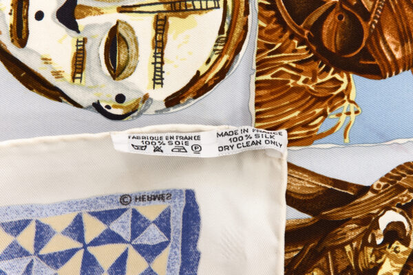 Hermes Silk Scarf Carre 45 "PERSONA" White Silk Scarf - Image 8