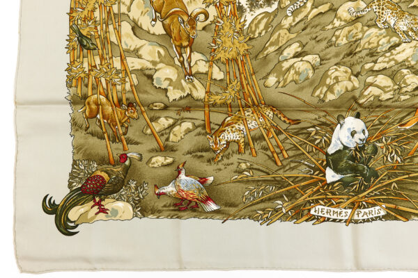 Hermes Silk Scarf Carre 90 "SICHUAN" Green Silk Scarf - Image 5