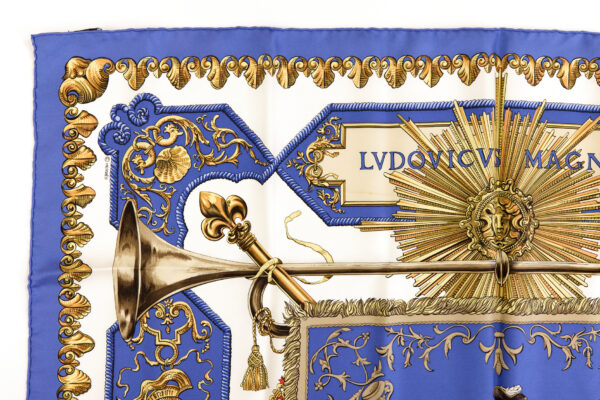 Hermes Silk Scarf Carre 90 "LVDOVICVS MAGNVS" Blue Silk Scarf - Image 2