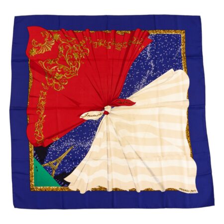 Hermes Silk Scarf Carre 90 "Souvenirs de Paris" Blue Silk Scarf