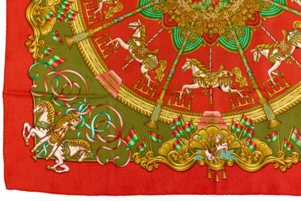 Hermes Silk Scarf Carre 90 "LUNA PARK" Red Silk Scarf - Image 5