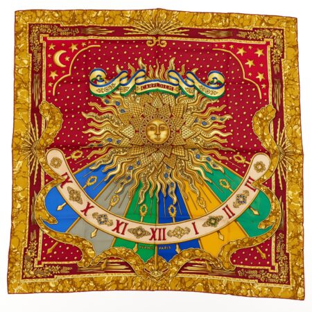 Hermes Silk Scarf Carre 90 "CARPE DIEM" Yellow Silk Scarf