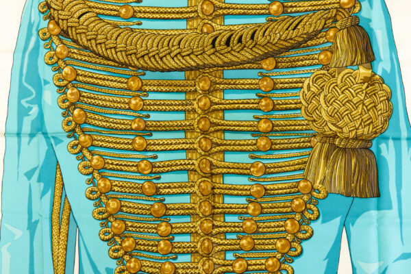 Hermes Silk Scarf Carre 90 "Brandebourgs" Blue Silk Scarf - Image 4