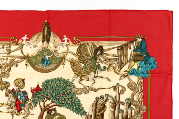 Hermes Silk Scarf Carre 90 "Au FIL de la SOIE" Red Silk Scarf - Image 3