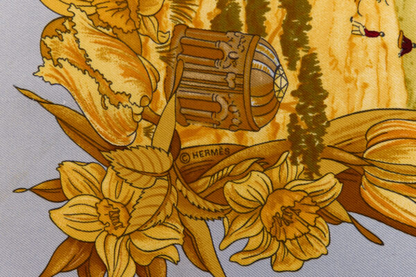 Hermes Silk Scarf Carre 90 "AU PAYS DE COCAGNE" Blue Silk Scarf - Image 7