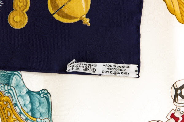 Hermes Silk Scarf Carre 90 "PLUMES ET GRELOTS" Blue Silk Scarf - Image 8