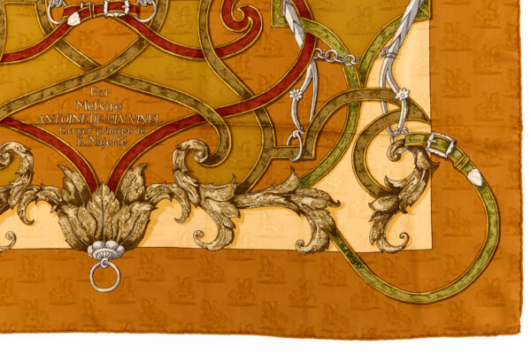 Hermes Silk Scarf Carre 90 "L'INSTRUCTION DU ROY" Brown Silk Scarf - Image 6