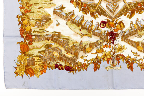 Hermes Silk Scarf Carre 90 "AU PAYS DE COCAGNE" Blue Silk Scarf - Image 5