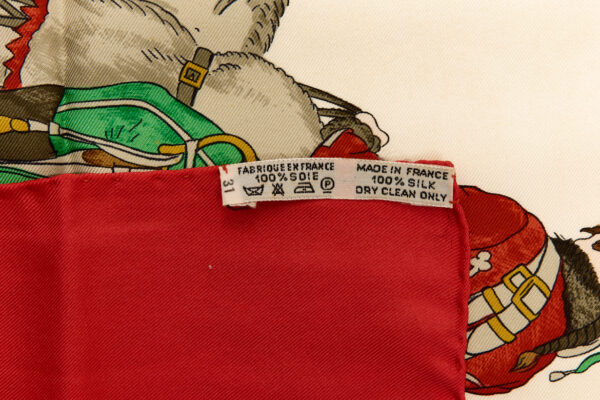 Hermes Silk Scarf Carre 90 "Marine et Cavalerie" Red Silk Scarf - Image 8