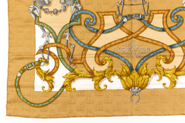 Hermes Silk Scarf Carre 90 "L'INSTRUCTION DU ROY" Yellow Silk Scarf - Image 5