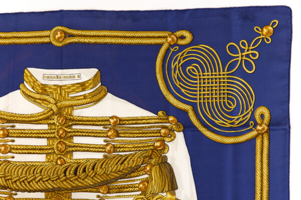 Hermes Silk Scarf Carre 90 "Brandebourgs" Blue Silk Scarf - Image 3