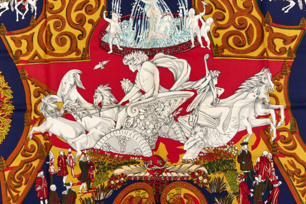 Hermes Silk Scarf Carre 90 "LE PARADIS DU ROY" Red Silk Scarf - Image 4