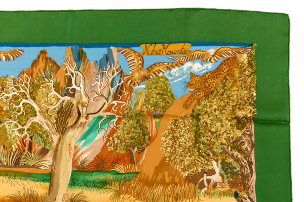Hermes Silk Scarf Carre 90 "Nuba Mountain" Green Silk Scarf - Image 3