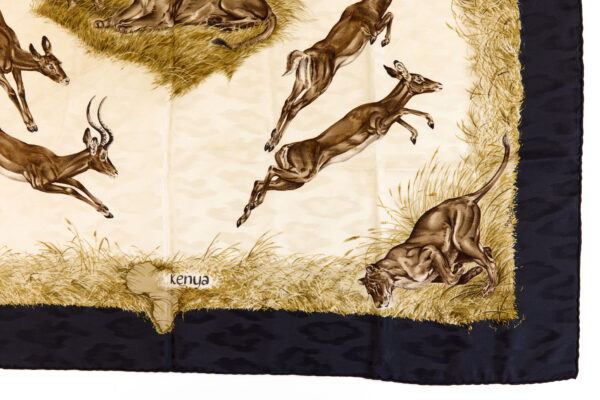 Hermes Silk Scarf Carre 90 "Kenya" Black Silk Scarf - Image 6