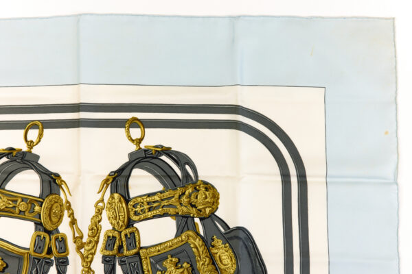 Hermes Silk Scarf Carre 45 "BRIDES de GALA" Blue Silk Scarf - Image 3