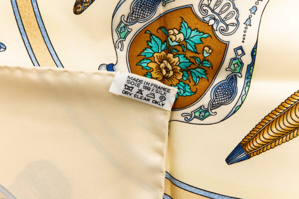 Hermes Silk Scarf Carre 90 "Qu'Importe Le Flacon" White Silk Scarf - Image 8