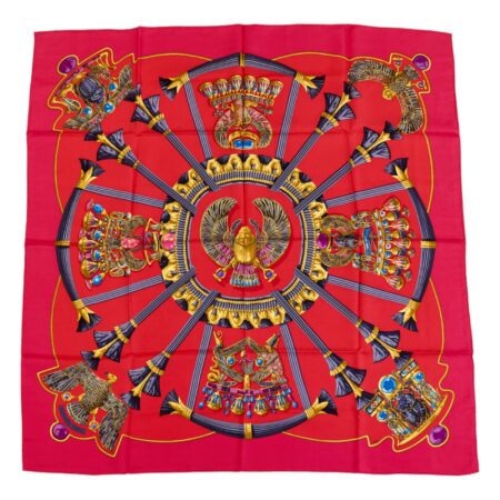 Hermes Silk Scarf Carre 90 "Scarab, Egypt," Pink Silk Scarf
