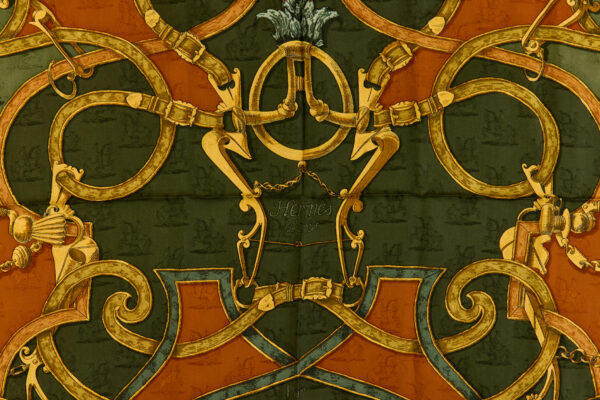 Hermes Silk Scarf Carre 90 "L'INSTRUCTION DU ROY" Green Silk Scarf - Image 4