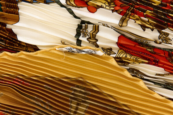 Hermes Silk Scarf Carre 90 "LE TAROT" Yellow Silk Pleats Scarf with Box - Image 8