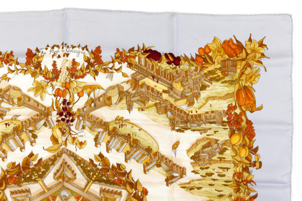 Hermes Silk Scarf Carre 90 "AU PAYS DE COCAGNE" Blue Silk Scarf - Image 3