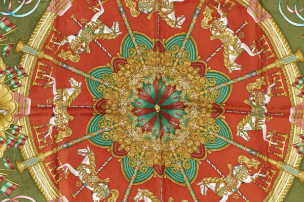 Hermes Scarf 90 "LUNA PARK" Red 100% Silk Scarf 35" - Image 4