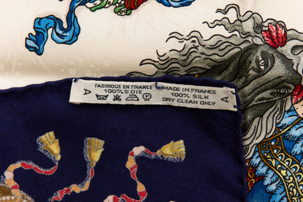 Hermes Silk Scarf Carre 90 "Les Fetes du Roi Soleil" Blue Silk Scarf - Image 8