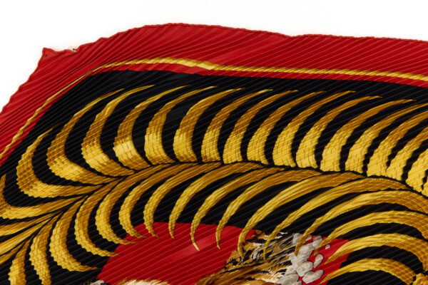 Hermes Silk Scarf Carre 90 "Tiger Royal" Red Silk Pleats Scarf - Image 2