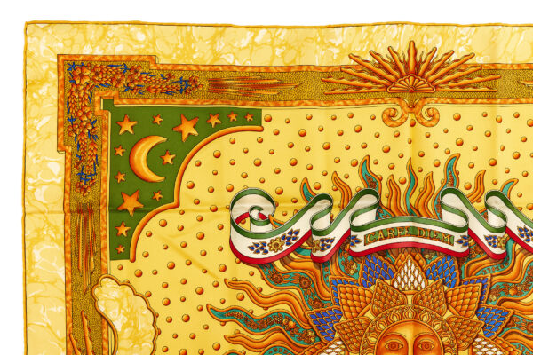Hermes Silk Scarf Carre 90 "CARPE DIEM" Yellow Silk Scarf - Image 2