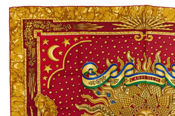Hermes Silk Scarf Carre 90 "CARPE DIEM" Yellow Silk Scarf - Image 2