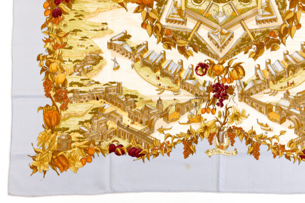 Hermes Silk Scarf Carre 90 "AU PAYS DE COCAGNE" Blue Silk Scarf - Image 5