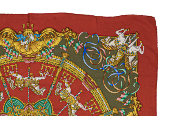 Hermes Scarf 90 "Luna Park" Red 100% Silk Scarf 35" - Image 3
