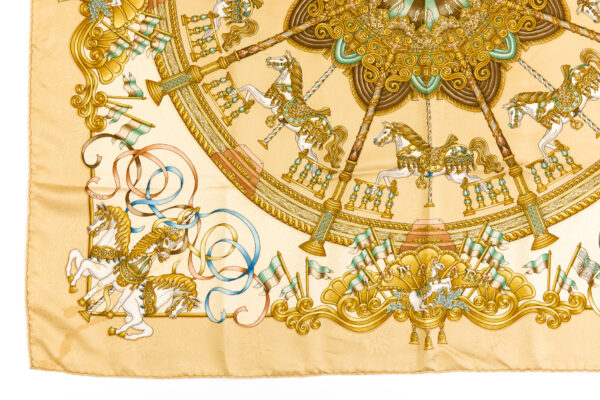 Hermes Silk Scarf Carre 90 "LUNA PARK" Beige Silk Scarf - Image 5