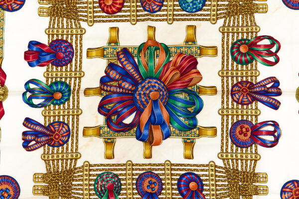 Hermes Silk Scarf Carre 90 "Les Rubans du Cheval" Red Silk Scarf - Image 4