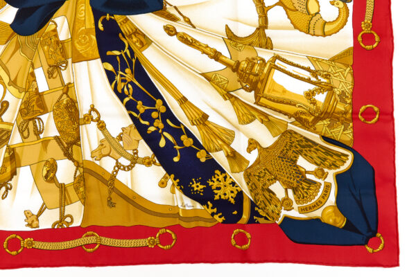 Hermes Silk Scarf Carre 90 "Soleil de Soie" Red Silk Scarf - Image 6