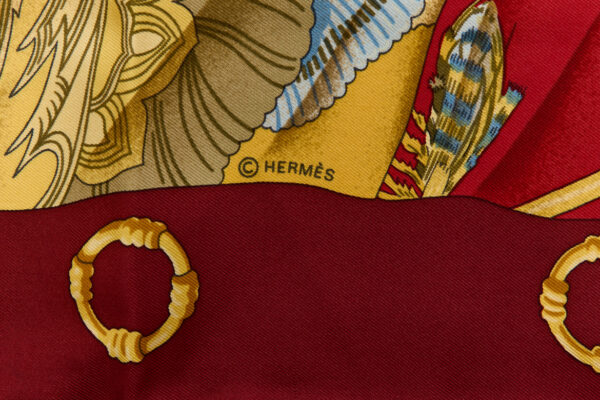 Hermes Silk Scarf Carre 90 "Soleil de Soie" Red Silk Scarf - Image 7