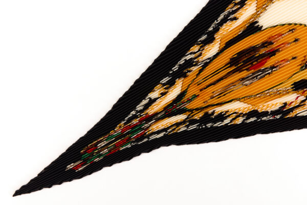 Hermes Silk Scarf Carre 90 "feria de sevilla" Black Silk Pleats Scarf with Box - Image 5