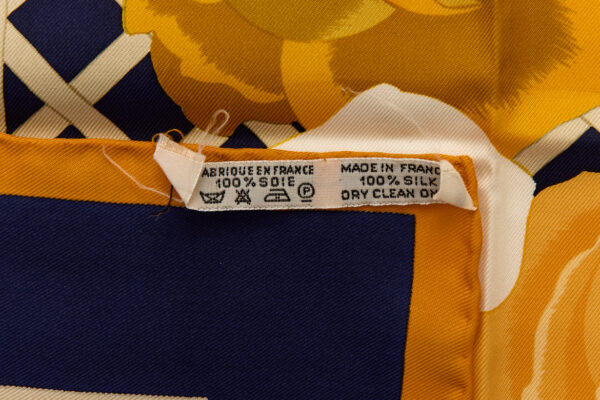 Hermes Silk Scarf Carre 90 "ROSERAIE" Yellow Silk Scarf - Image 8