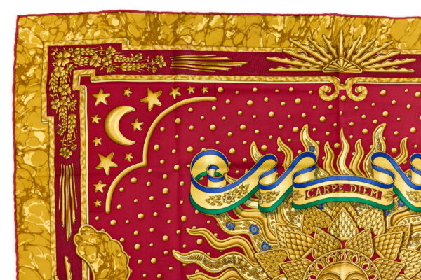 Hermes Silk Scarf Carre 90 "CARPE DIEM" Yellow Silk Scarf - Image 2