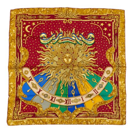 Hermes Silk Scarf Carre 90 "CARPE DIEM" Yellow Silk Scarf