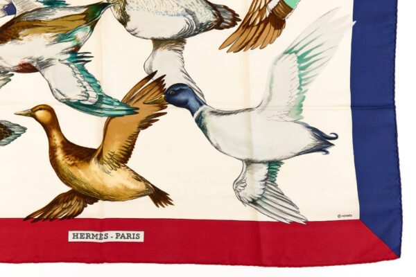 Hermes Silk Scarf Carre 90 "Sauvagine en Vol" Blue Silk Scarf - Image 6