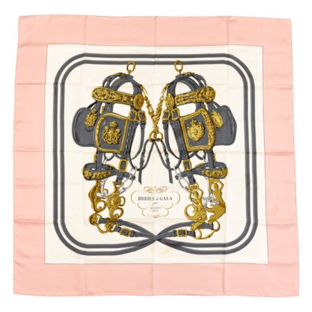 Hermes Silk Scarf Carre 90 "BRIDES de GALA" Pink Silk Scarf