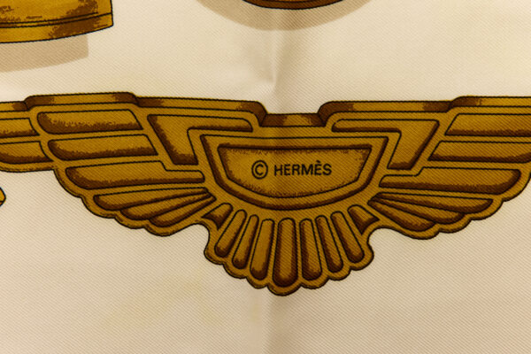 Hermes Silk Scarf Carre 90 "LES PARURES DU VENT" White Silk Scarf - Image 7