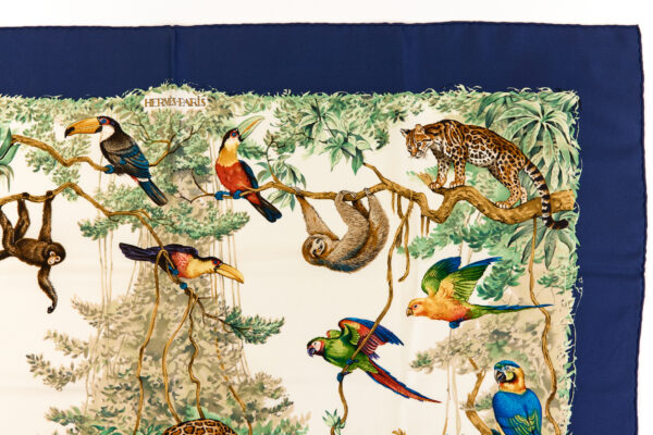 Hermes Silk Scarf Carre 90 "Equateur" Blue Silk Scarf - Image 3