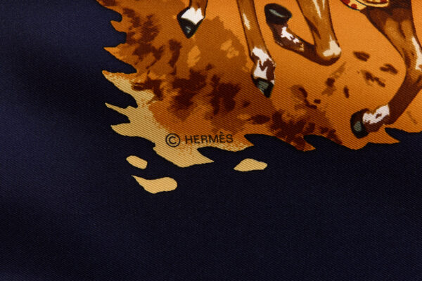 Hermes Silk Scarf Carre 90 "Africa" Blue Silk Scarf - Image 7